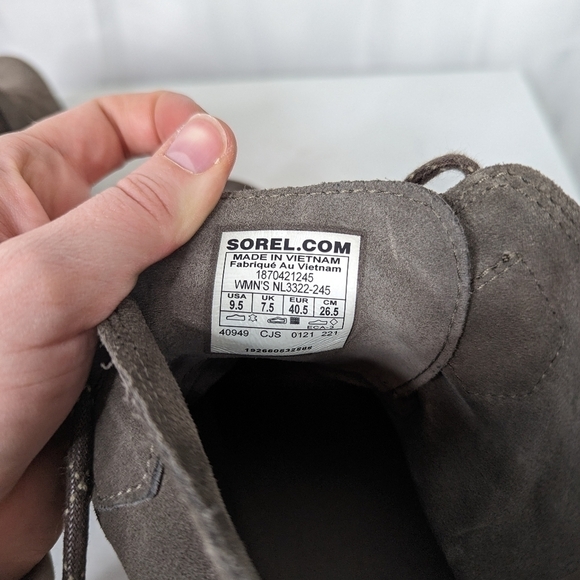 Sorel Evie Lace Up Grey Suede Leather Wedge Ankle Booties - Picture 9 of 9